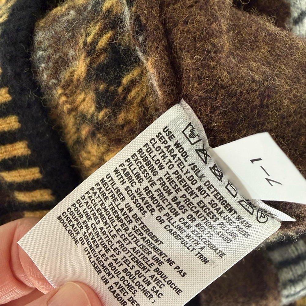 JW Anderson Uniqlo FW19 Men's Brown and Yellow Patterned Turtleneck Sweater Sz L - Picture 5 of 6